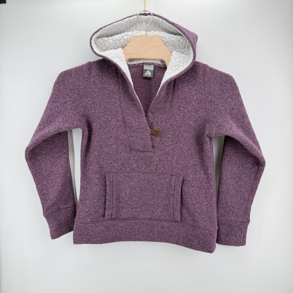 Nike ACG Fleece Hoodie Size L Purple Sherpa Lined Hood Gorpcore Outdoor Pullover